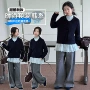 女童秋冬蕾丝高领三件套