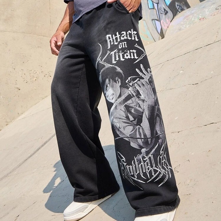 Attack on Titan Jogger Cotton Terry-Print Wide-Leg Pants