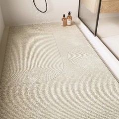 リネンスタイルのバスルームシャワールーム排水マット、耐摩耗性とお手入れが簡単、中空ワイヤーリングバスルームフロアマット、バスノンスリップマット