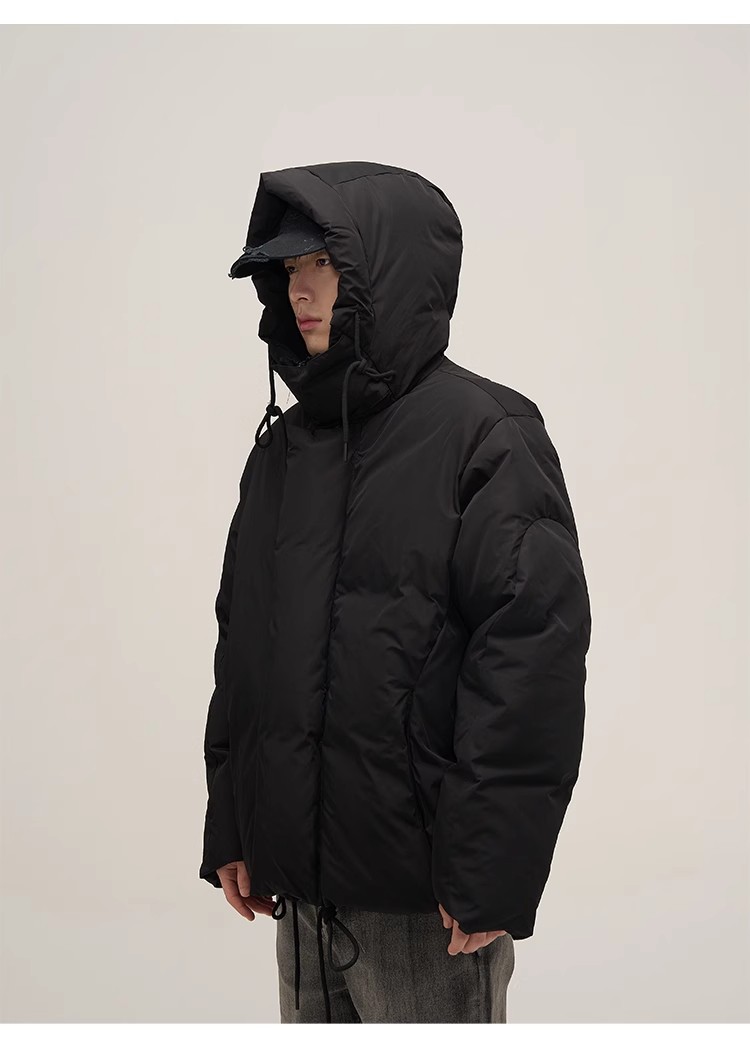 Black Winter American Trend Advanced Sense Design Sense Niche Hooded Cotton Clothing Men's European And American Street Jacket Couple Tide_viptrois.com
