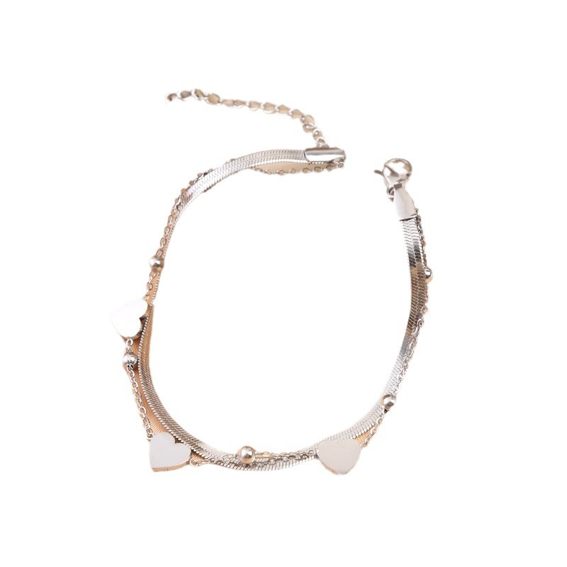 Nuevo nicho de diseño europeo y americano amor cadena doble superposición para usar pulsera de acero de titanio chapado en oro real moda versátil preservación de color image 6
