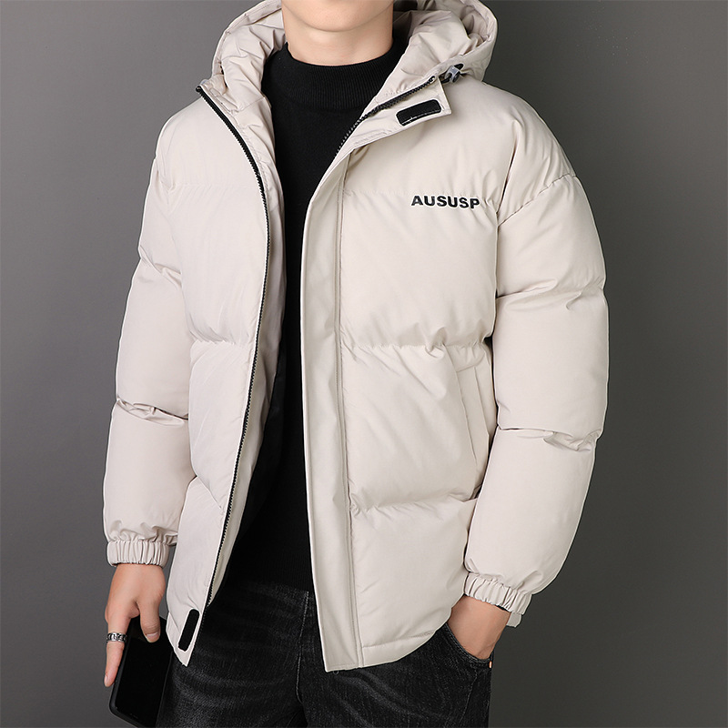 Otoño e invierno engrosado ropa de algodón de hombre 2025 nuevo abrigo de algodón de plumón chaqueta de moda chaqueta de algodón de chicos pareja de pan