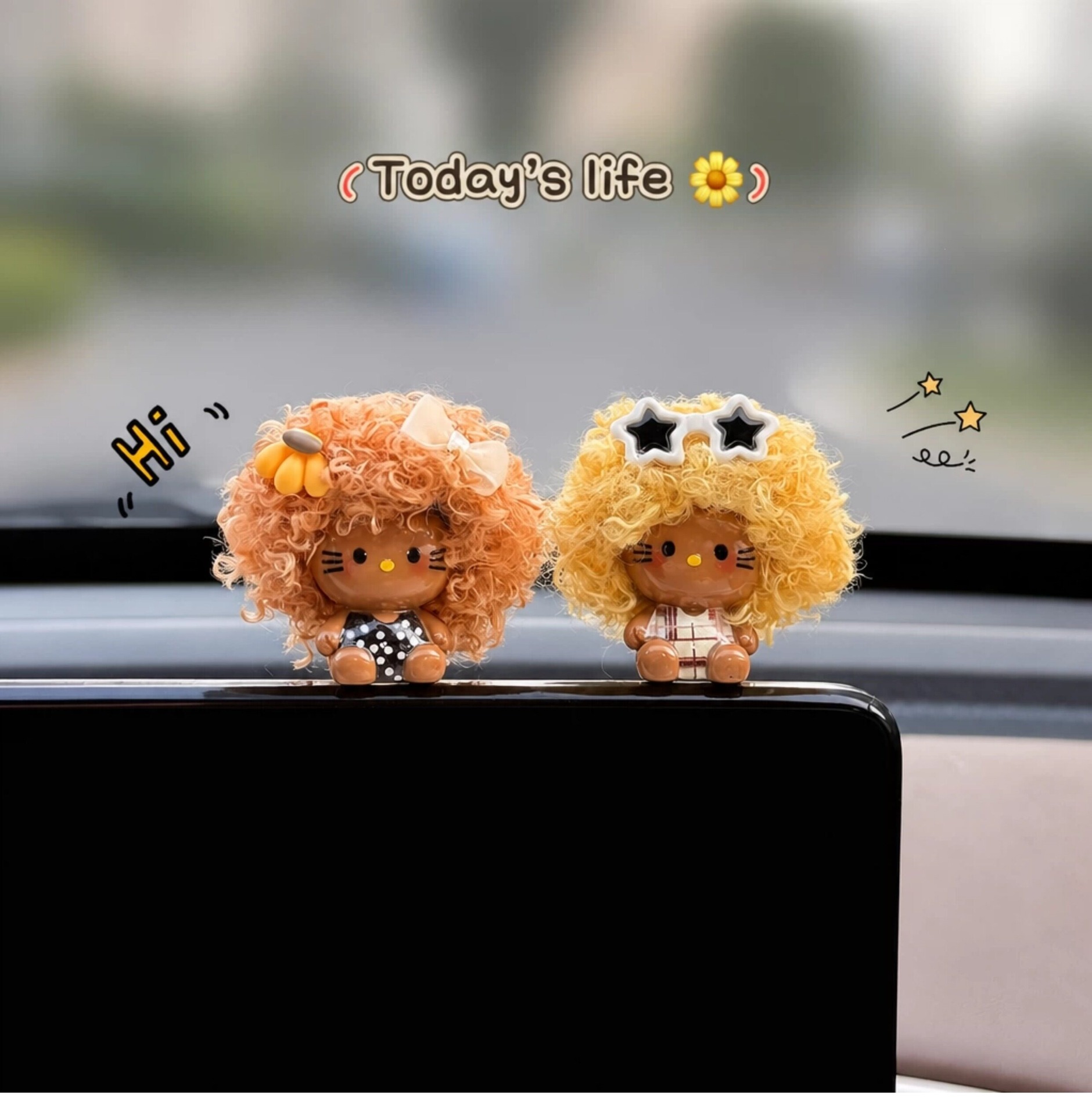 2026 New Car Ornaments Kitty Car Dashboard Display Screen Interior Decorations Cute Female Influencer Style