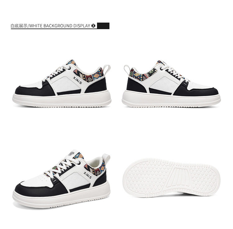 Giày sneaker cổ thấp mũi tròn rộng, đế dày tăng chiều cao, mặt da chống nước, dây buộc — Bạch tửu đỏ 8811, Trắng kaki 8811, Trắng đen 8811 chi tiết 26