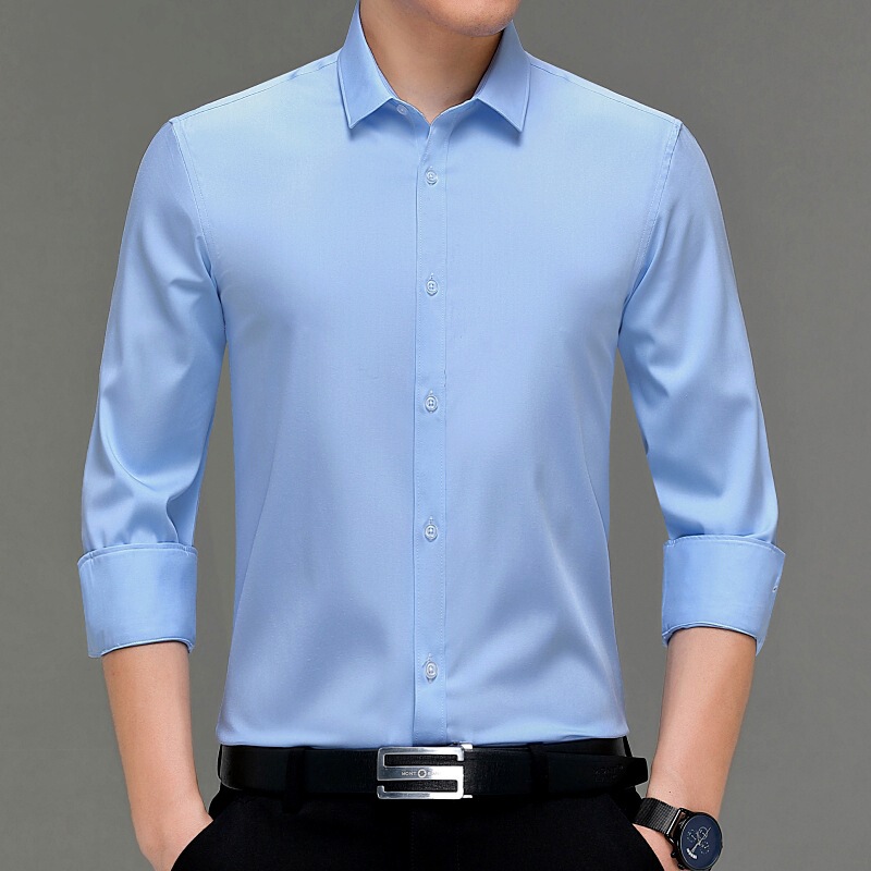Fashionable Men's Silk Shirt, New Business Professional Versatile Men's Shirt, Wrinkle-Resistant and Non-Iron Men's Top