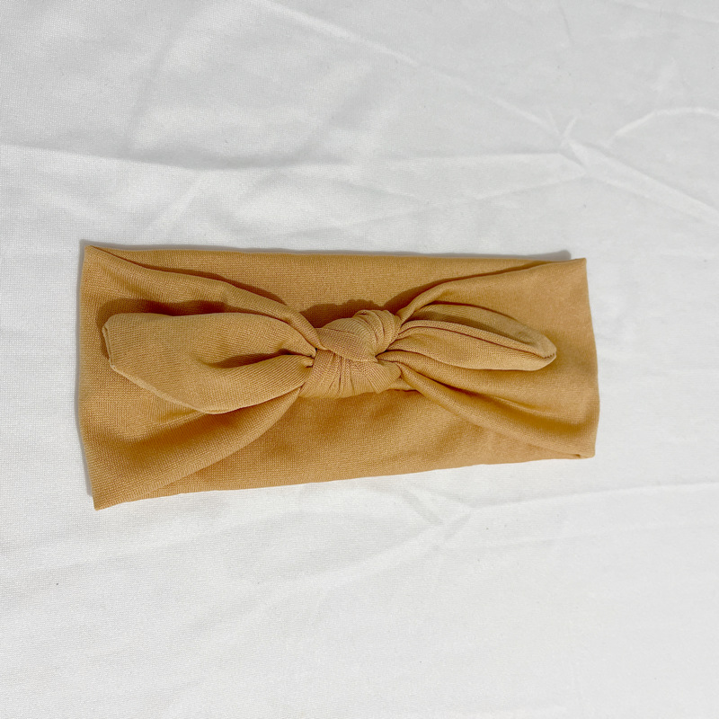 Estilo europeo y americano lindo suave lindo conejo oído diadema color sólido tela anudada banda de Pelo elástico algodón maquillaje cara lavado banda de pelo para las mujeres