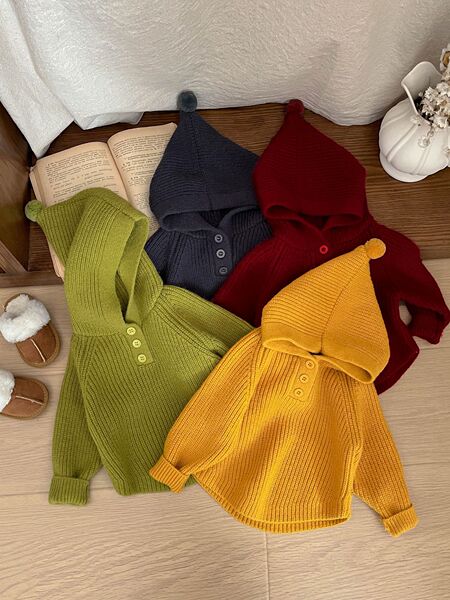 Children's demi-season keep warm woolen sweater for boys with hood…