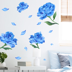 新款LD93025藍色妖姬花朵臥室客廳家居牆面裝飾牆貼畫自粘