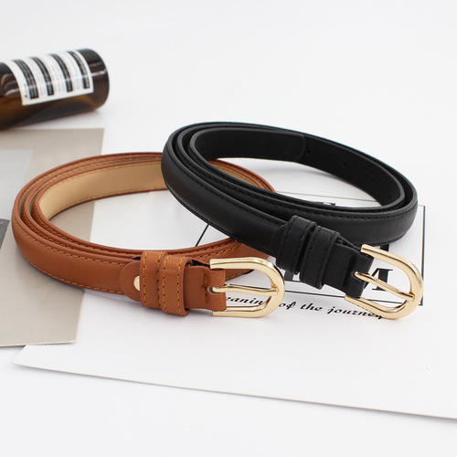 Korean style all-match gold buckle small belt women's jeans belt fashion decorative skirt suit thin belt drop shipping