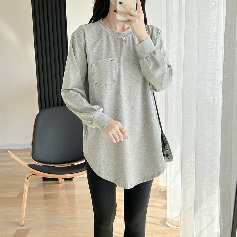 Spring and Autumn Maternity T-Shirt Mid-Length Pure Cotton Maternity Top Postpartum Wearable Breastfeeding Clothes Maternity Top Spring and Autumn Maternity T-Shirt Mid-Length Pure Cotton Maternity Top Postpartum Wearable Breastfeeding Clothes Maternity Top