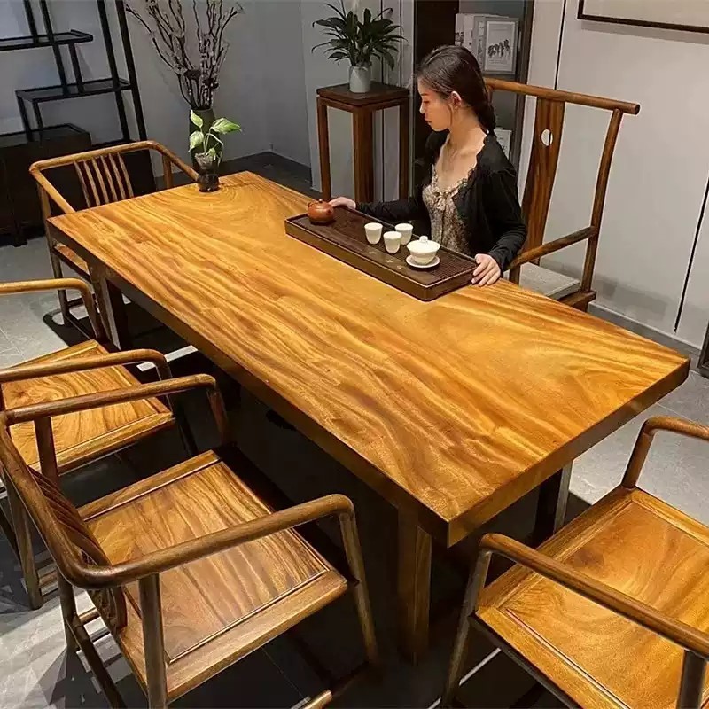 实木大板整块原木茶桌茶台胡桃木办公桌餐桌书桌画案原木套装家用|undefined