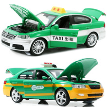 合金属小汽车模型大出租车的士众儿童男孩玩具车可开门回力车