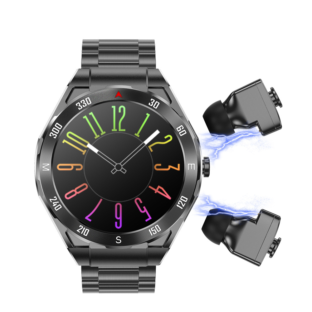 Nuevo F33 1,43 AMOLED reloj inteligente TWS auriculares dos en uno monitoreo de salud de música local