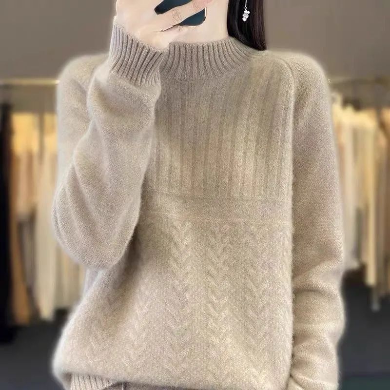 New Autumn and Winter Women's Sweaters, Loose-Fitting Outerwear, Half-Turtleneck Base Shirts, Stylish Thickened Winter Tops for Women