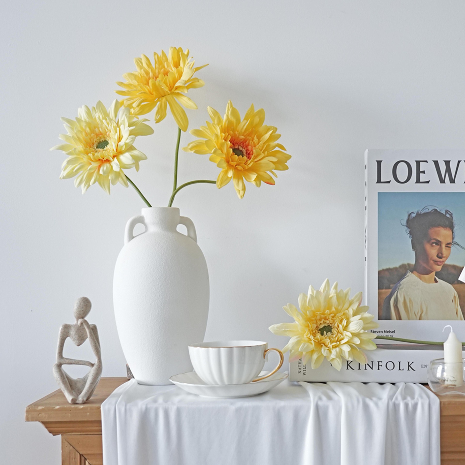 Artificial Flower Curling Fulang Chrysanthemum African Chrysanthemum Home Decoration Hotel Soft Decoration Flower Arrangement Cross-Border Hot Selling Artificial Flowers