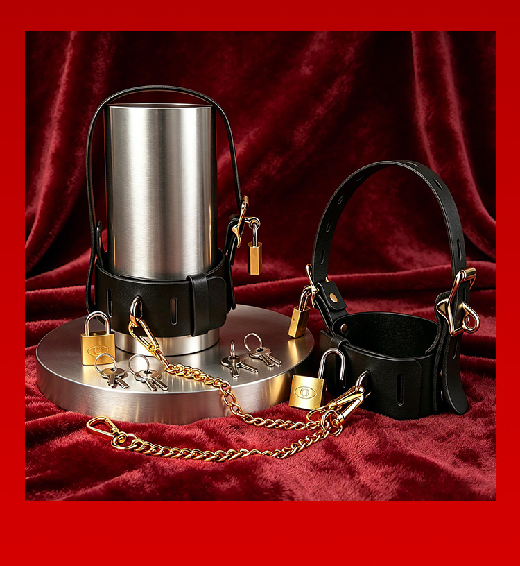 SM Stagger Buckle Bondage Restraint, Black PU and Metal, Couples Play — detail image 17