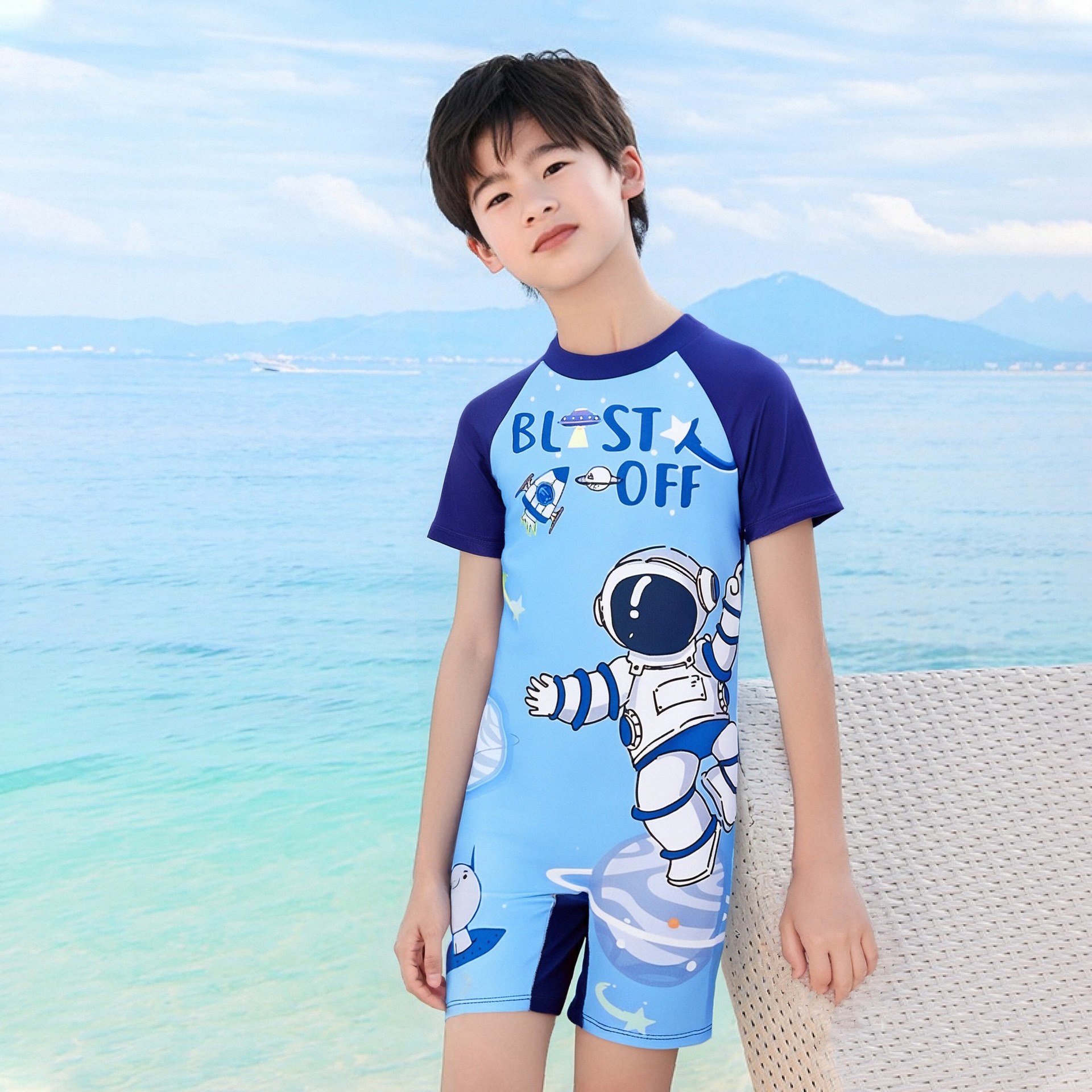 Traje de Baño Deportivo de una Pieza para Niños, Modelo 2025, para Niños Mayores y Estudiantes, Traje de Baño Infantil con Dibujos Animados, Venta al por Mayor