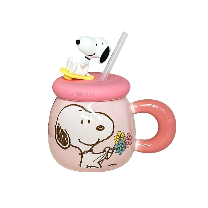 Смешная кружка с Снупи, красивый подарочный кофейный cup для девочки с крышкой, керамическая кружка для воды для дома и пары, офис