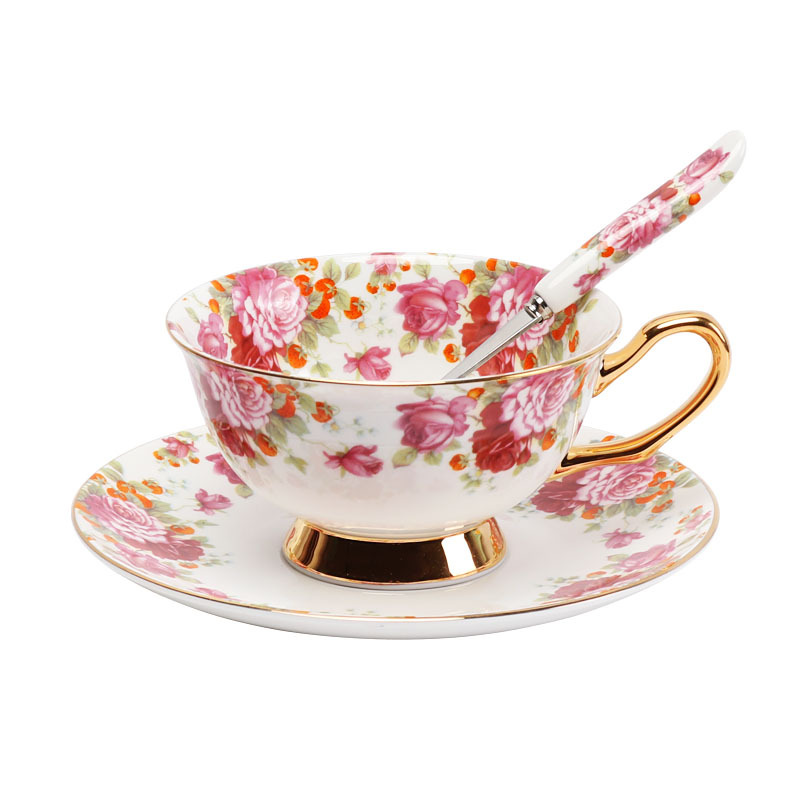 China de hueso estilo europeo taza de café traje hogar cerámica tarde taza de té británico capuchino taza de café y platillo caja de regalo