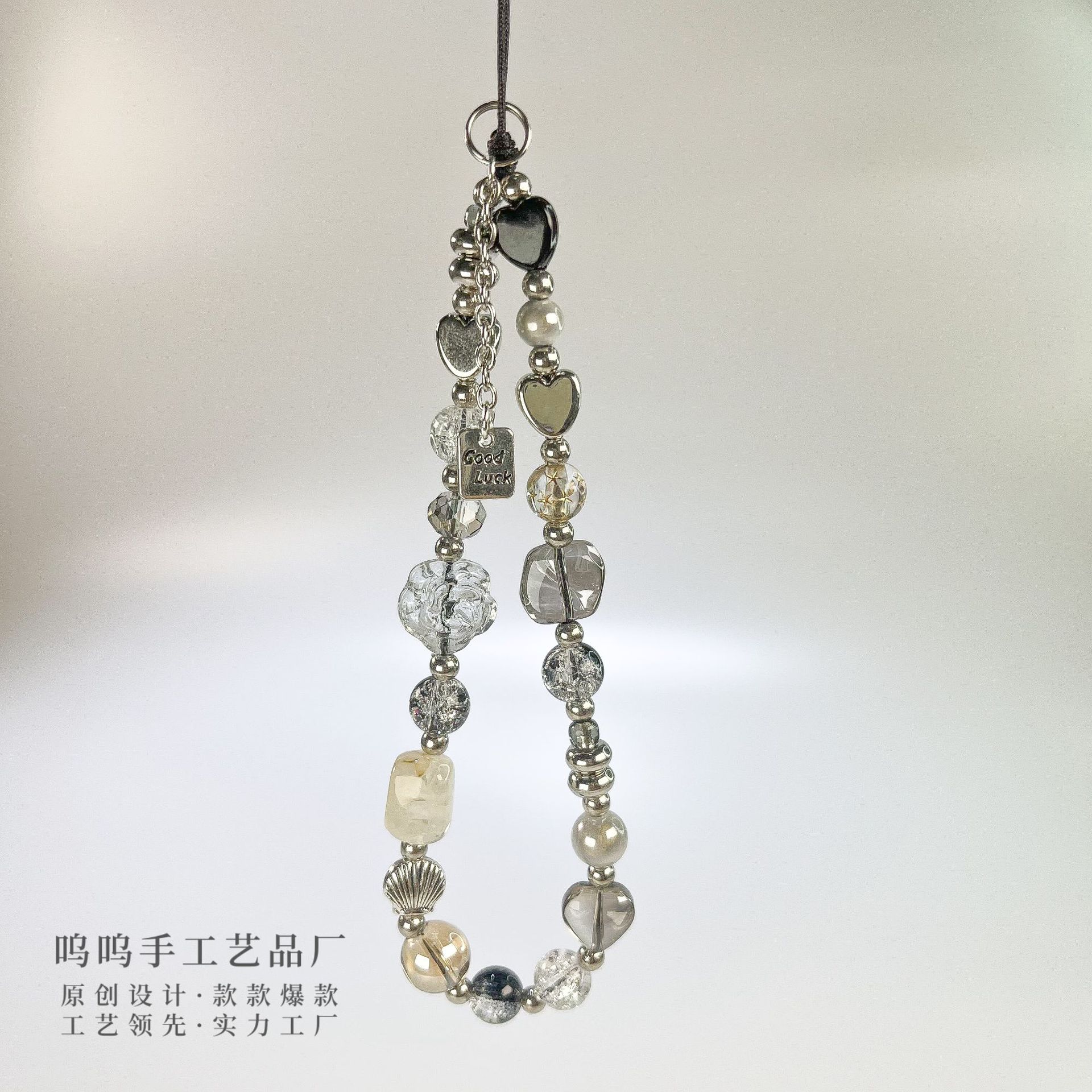 ins niche black and white retro mobile phone chain ccd lanyard ccd camera pendant beaded camera rope