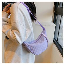 时尚菱格压痕大容量纯色单肩腋下包韩版休闲通勤休闲运动斜挎包