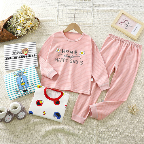 2024 Boys Underwear Set Pure Cotton New Medium and Large Children's Pajamas Teenagers Autumn Clothes Autumn Pants Children's Clothing Wholesale