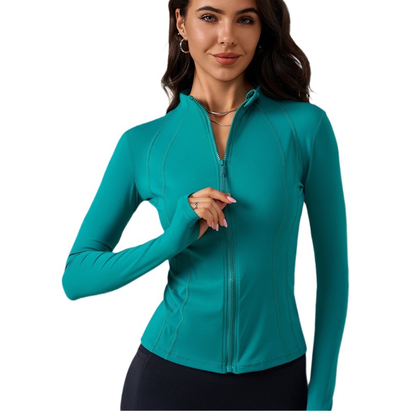 Cross-border New Sports Jacket Women's Slim-fit Slimming Zipper Cardigan Fitness Yoga Clothing Naked Quick-drying Sportswear