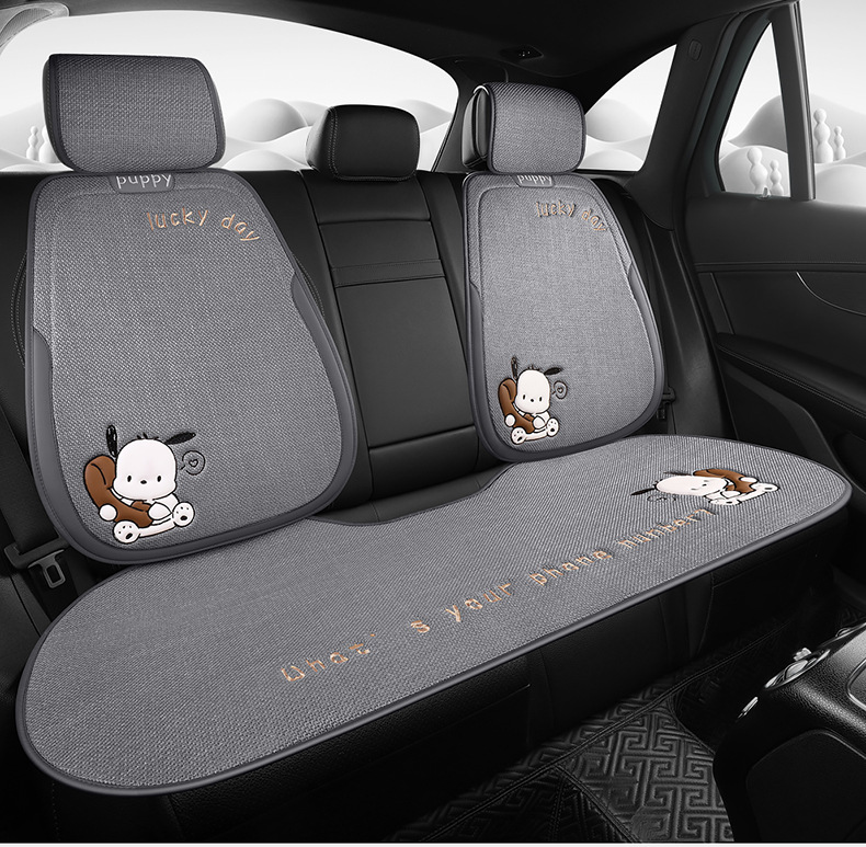Car Seat Cushion for All Seasons, Cartoon Chunma Rear Three-Piece Car Seat Cushion, New Breathable Half-Pack Seat Cover for Women