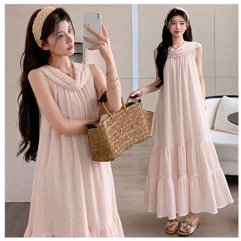 Gentle Style Halter Neck Dress for Women 2026 Summer New Style Tencel Chiffon Maternity Cake Dress