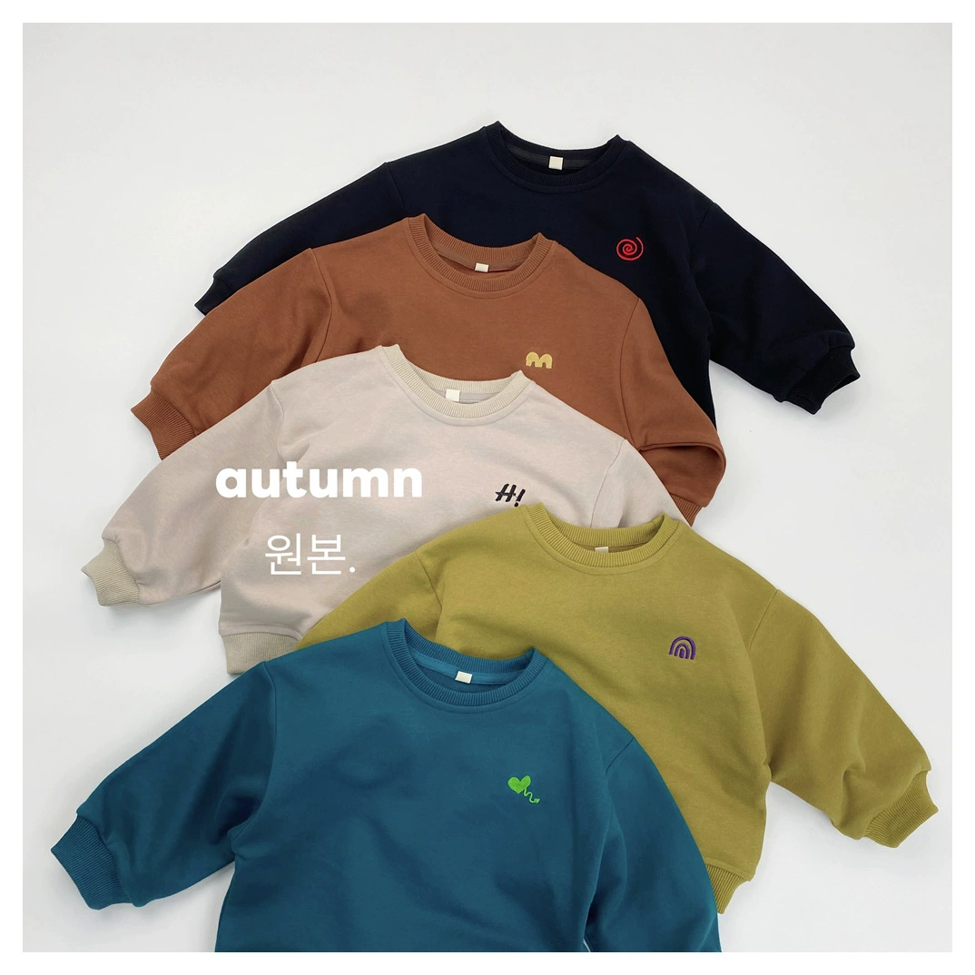 Детский свитшот в корейском стиле, осень 2025, новый, повседневный, свободный, для мальчиков и девочек, теплый, с мультяшными рисунками, модный