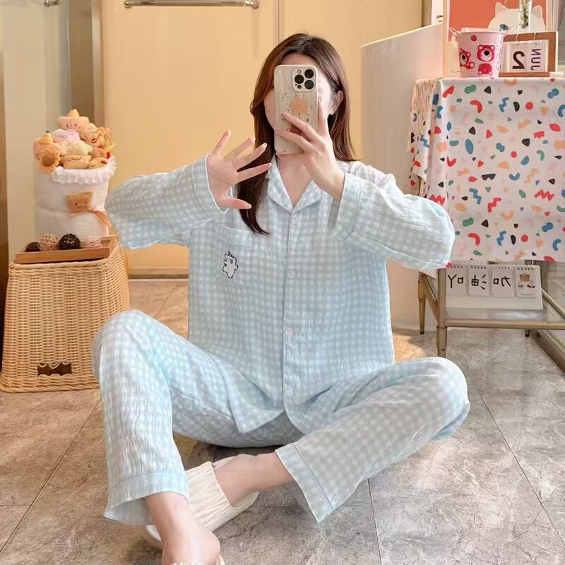 东南亚日韩跨境云朵棉睡衣女秋季印花翻领家居服套装可爱卡通新款|undefined