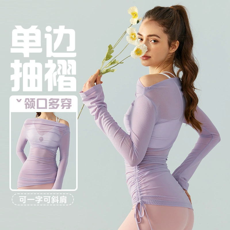 Сексуальные лёгкие и тонкие спортивные лонгсливы для йоги, высокое качество стиля, открытые плечи