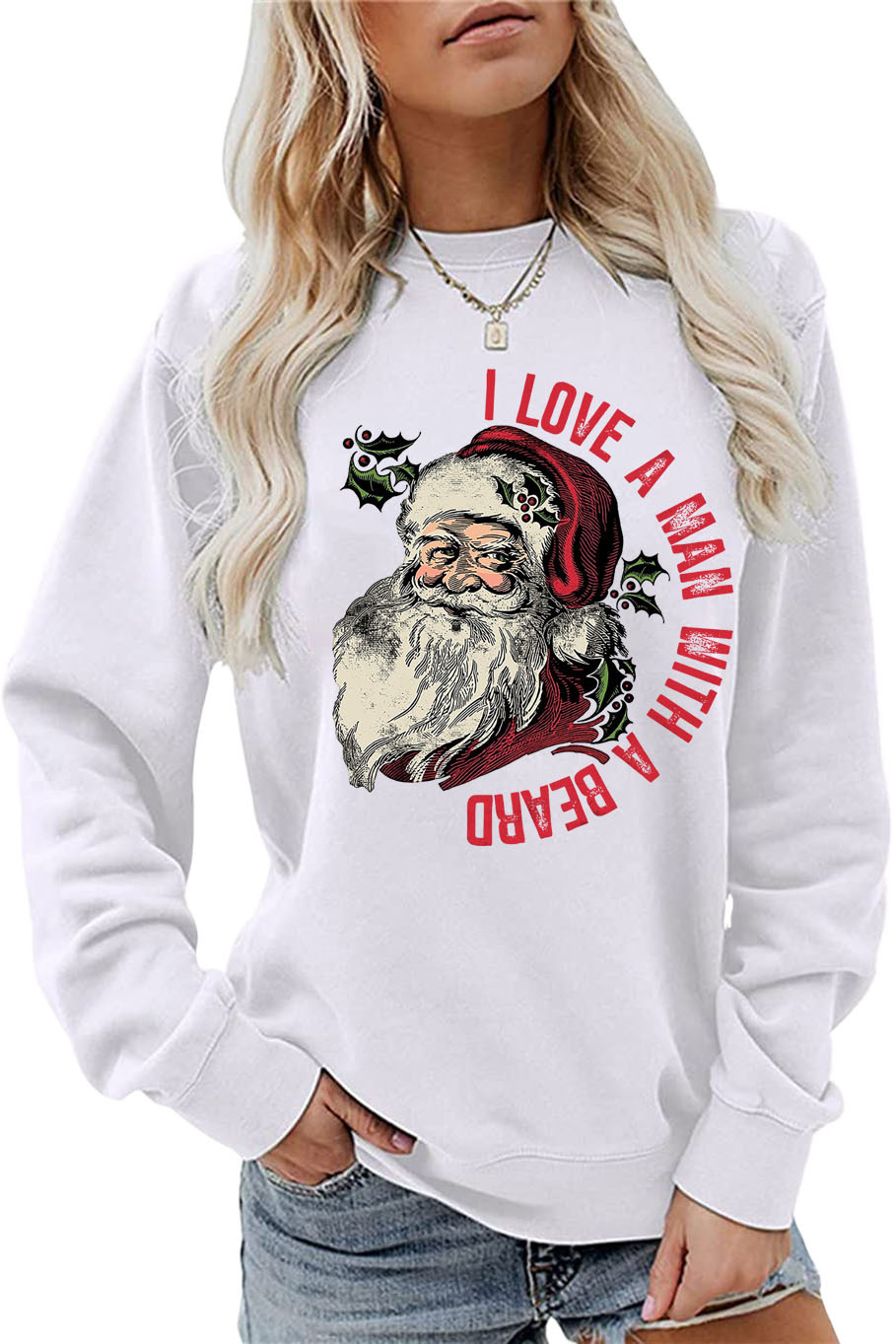 Women's Hoodie Long Sleeve Hoodies & Sweatshirts Printing Christmas Santa Claus Letter display picture 3