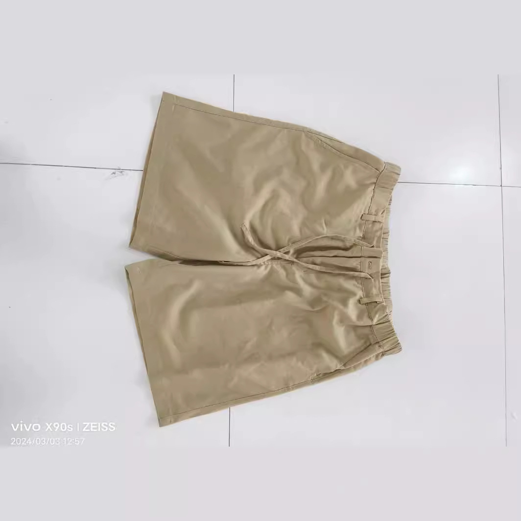 2024 Men's drawstring cotton linen casual shorts summer loose beach yoga straight leg pants_mkmklike.com