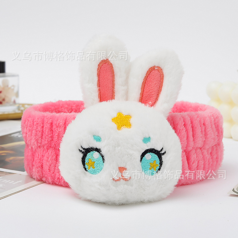 2023 nuevo estilo banda de pelo dibujos animados lindo conejito pelo banda chica corazón cara lavado maquillaje máscara adecuado