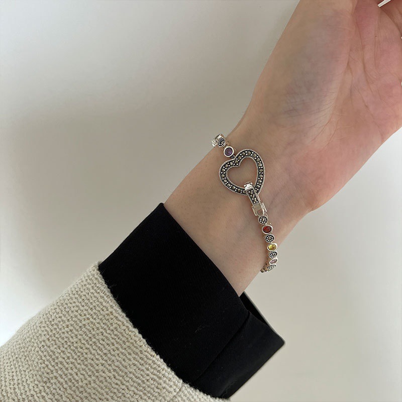 Rainbow sophisticated fashionable elegant silver bracelet with…