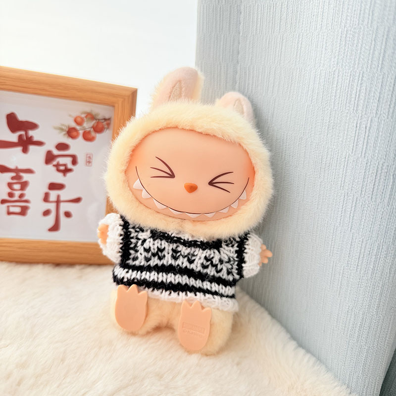 Solo ropa] Llavero de primera y segunda generación Labubu colgante de ropa Rabubu ropa de bebé suéter de punto traje de sombrero