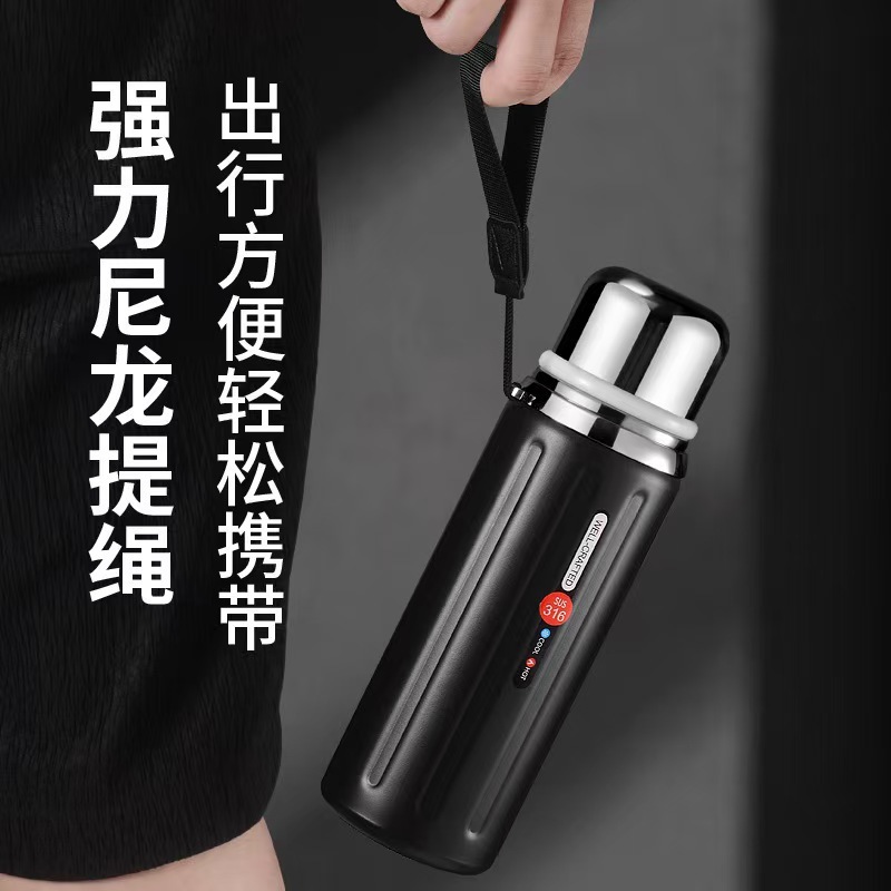 新款316不锈钢保温杯高颜值罗马柱提手杯复古大容量户外弹跳水杯|undefined