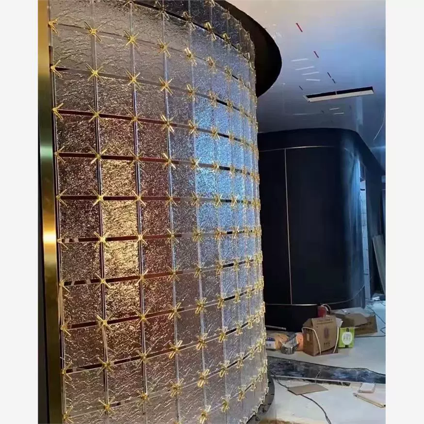 Стеклянная перегородка из кирпича, кристальный подвесной экран, прозрачный квадратный цветной кристальный кирпич для виллы, гостиной, ванной комнаты
