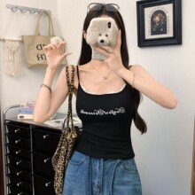 时尚美式字母背心印花纯色性感辣妹背心夏季新款修身吊带女式上衣