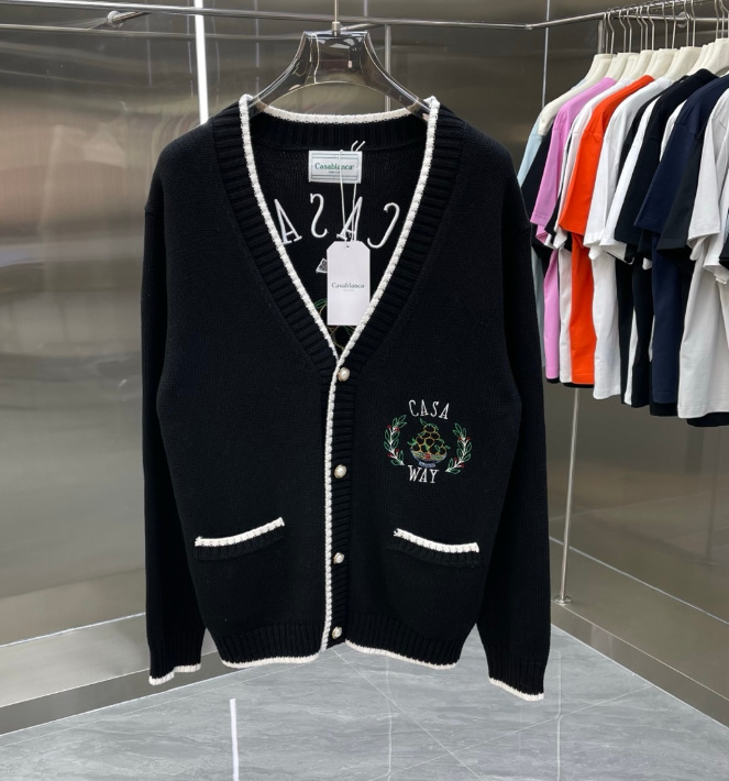 Comercio exterior casa Casablanca suéter suéter de manga corta jacquard cardigan polo pareja pantalones cortos traje