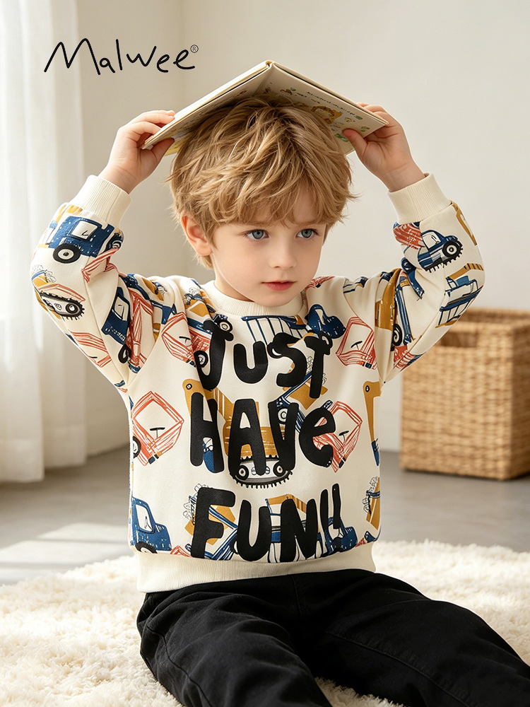 En stock malwee niños ropa otoño nuevo europeo y americano de los niños carta impresa manga larga bottoming suéter los niños