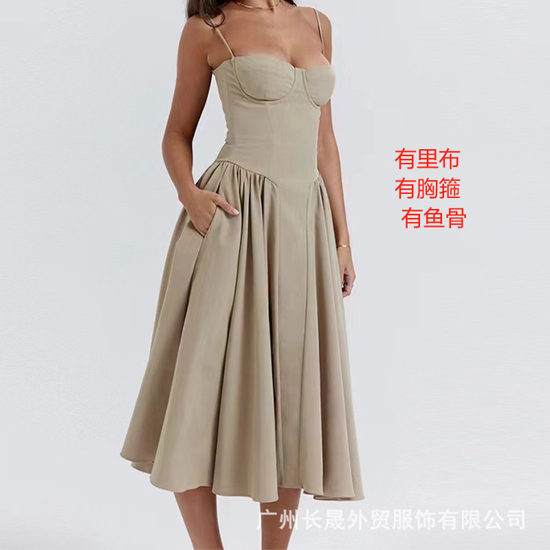 European and American Autumn New Amazon Hot Sexy Slim Elegant Strap Multicolor Thick Midi Dress European and American Autumn New Amazon Hot Sexy Slim Elegant Strap Multicolor Thick Midi Dress