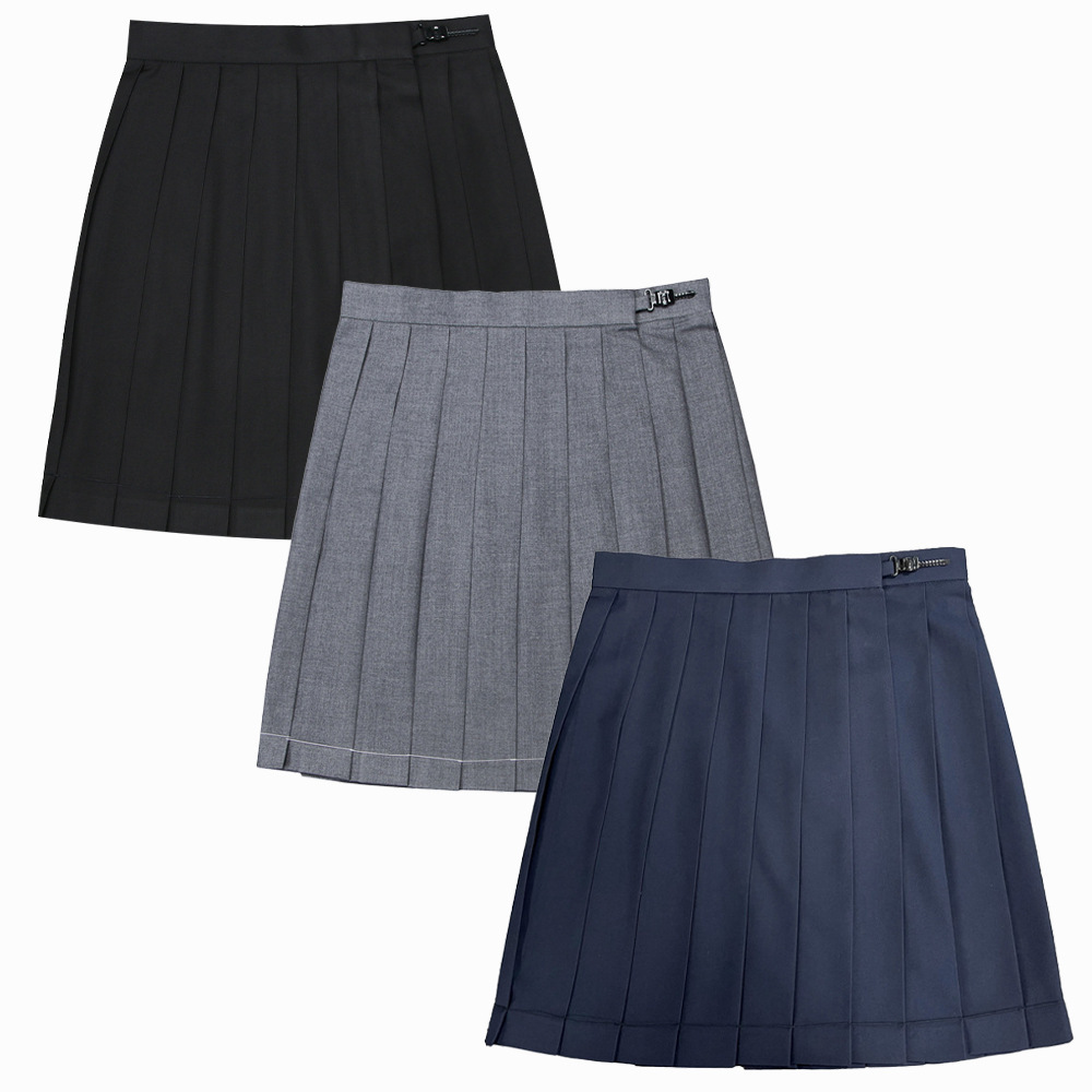 Solid color student pleated skirt