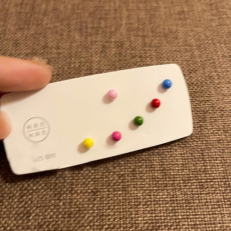 彩色豆豆滴釉耳針套裝女簡約小巧百搭氣質網紅耳環s925銀針耳飾品