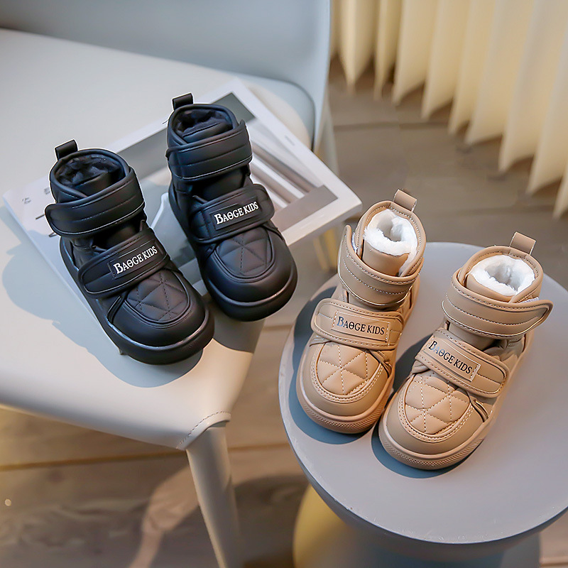 Scarponi da neve per bambini, scarpe in morbido cotone isolante, scarponi invernali medi e grandi per bambini, pane in velcro_voghion.com