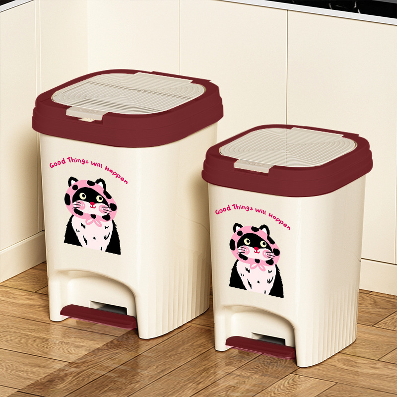 Kitchen Trash Can for Home Use, Living Room, Bathroom, Toilet, with Lid, Large Capacity, Cute, Foot-Operated, Odor-Proof Kitchen Trash Can for Home Use, Living Room, Bathroom, Toilet, with Lid, Large Capacity, Cute, Foot-Operated, Odor-Proof