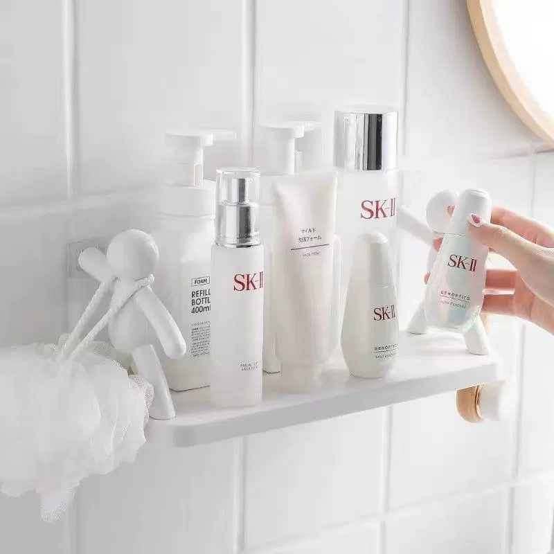 Wall-Mounted Storage Shelf, Elephant & Human Hooks, Punch-Free, Creative Multi-Layer Organizer