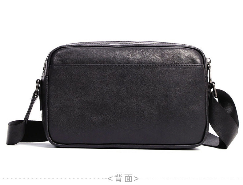 Túi đeo chéo nam da bò lớp đầu, túi đeo vai nhỏ đựng máy tính bảng 8 inch — Màu đen chi tiết 9