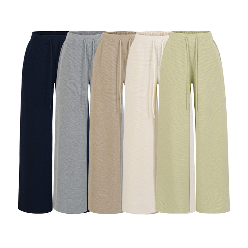 明星机场私服高街运动休闲裤卫裤女秋冬新款华夫格百搭显瘦阔腿裤